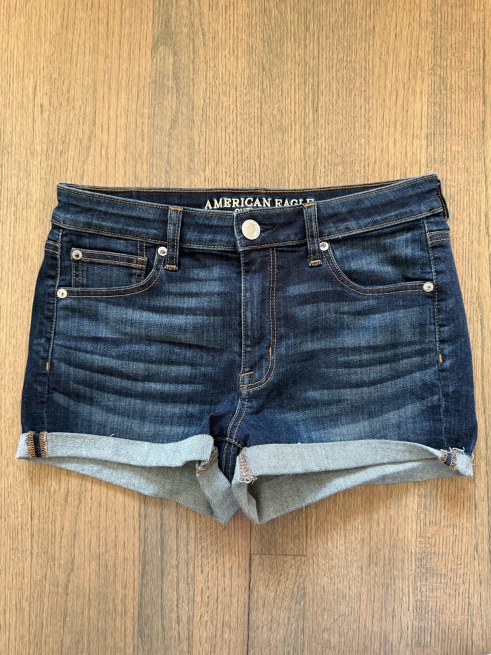 New American Eagle Outfitters High Rise Shortie Dark Blue Shorts-Size 8